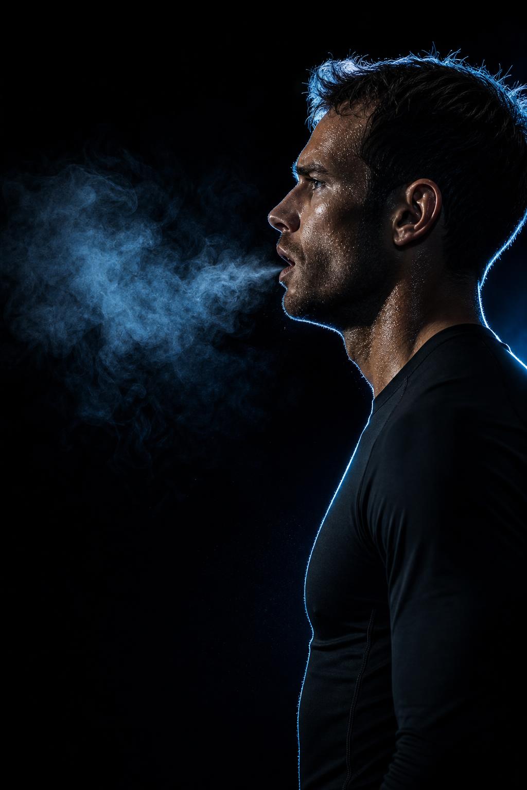 Athlete exhaling after a sprint